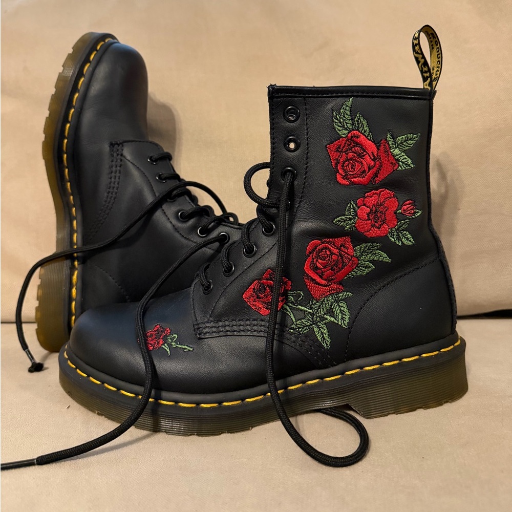 Dr Martens Boots with Floral Embroidery